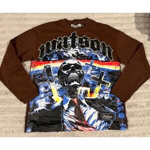 Watson International Takeover World Tour Graphic Long Sleeve Shirt Brown XL NWT
